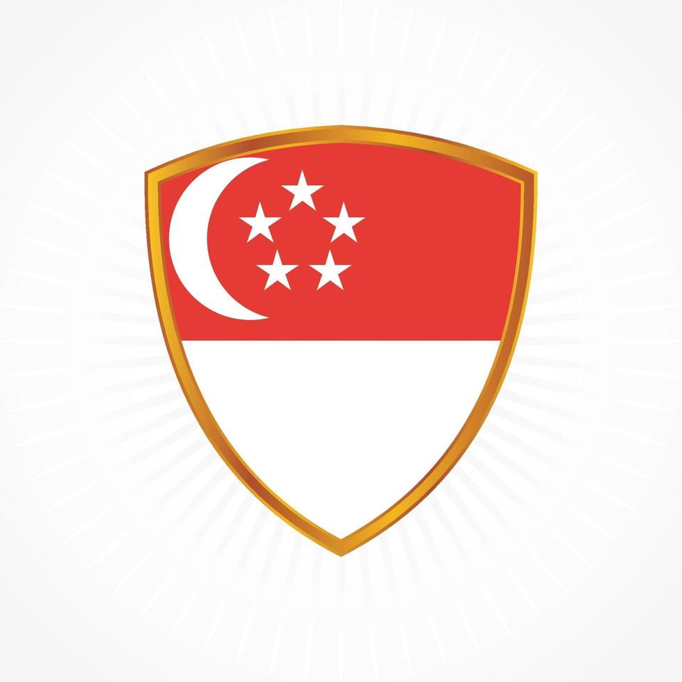 vettore di bandiera singapore con cornice scudo