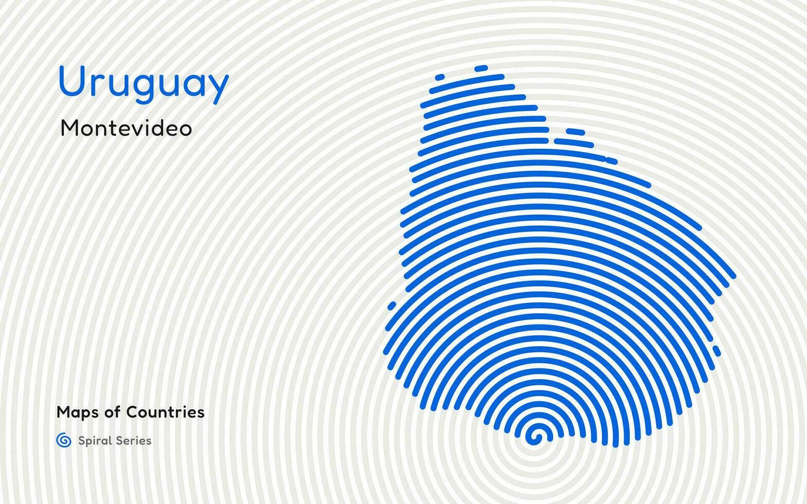 creativo carta geografica di Uruguay. politico carta geografica. montevideo. capitale. mondo paesi vettore mappe serie. spirale impronta digitale serie
