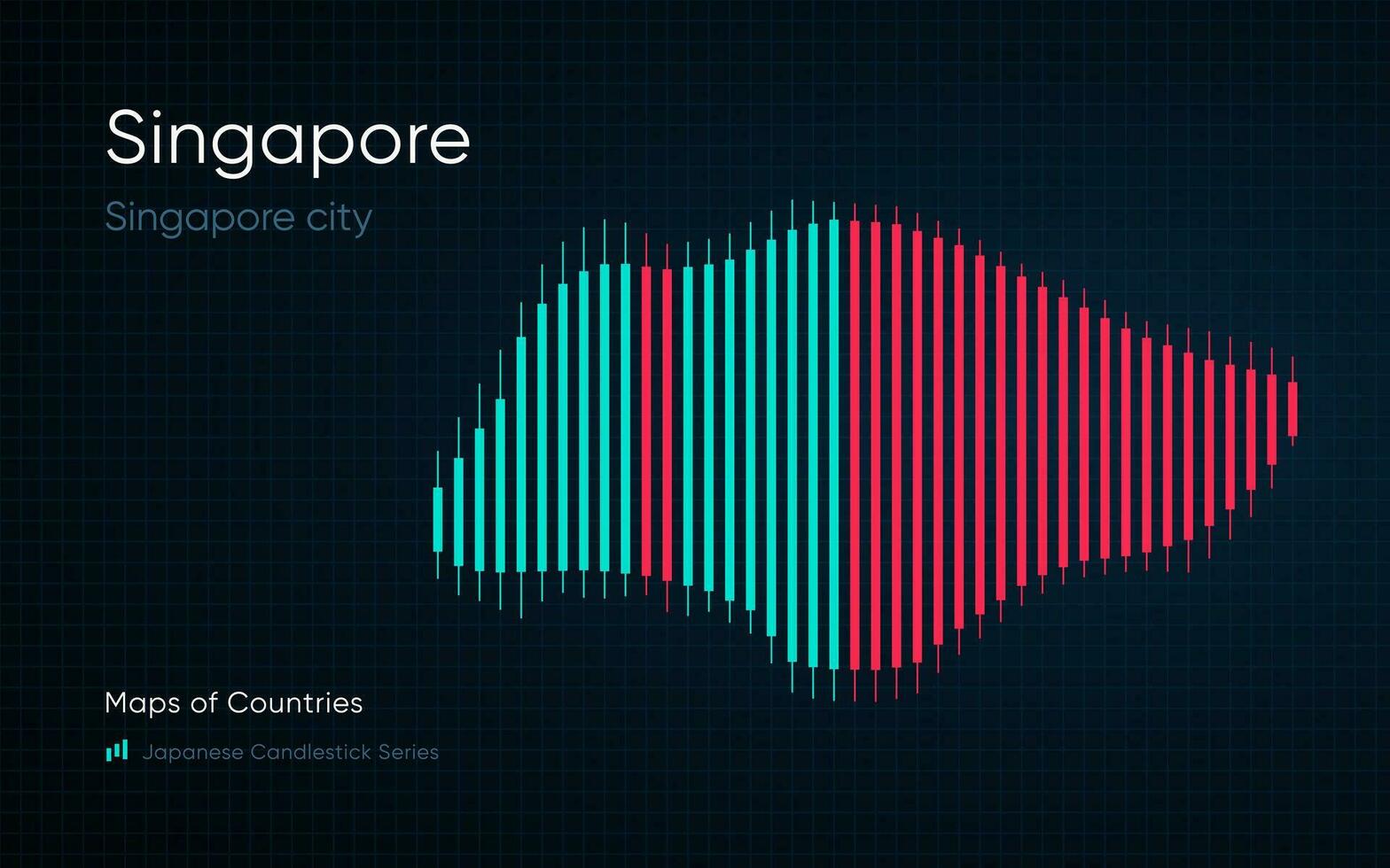 Singapore carta geografica è mostrato nel un' grafico con barre e Linee. giapponese candeliere grafico serie vettore