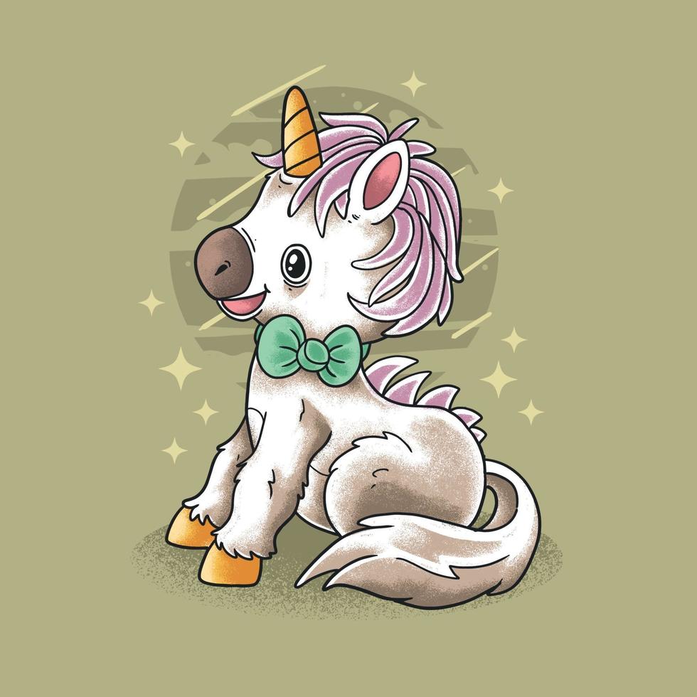 bellissimo piccolo unicorno illustrazione vettoriale stile grunge