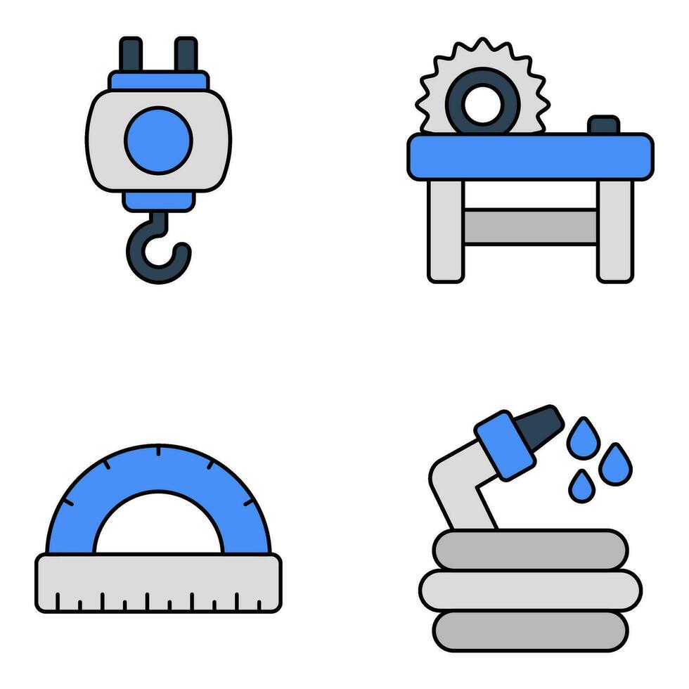 impostato di tecnico utensili piatto icone vettore