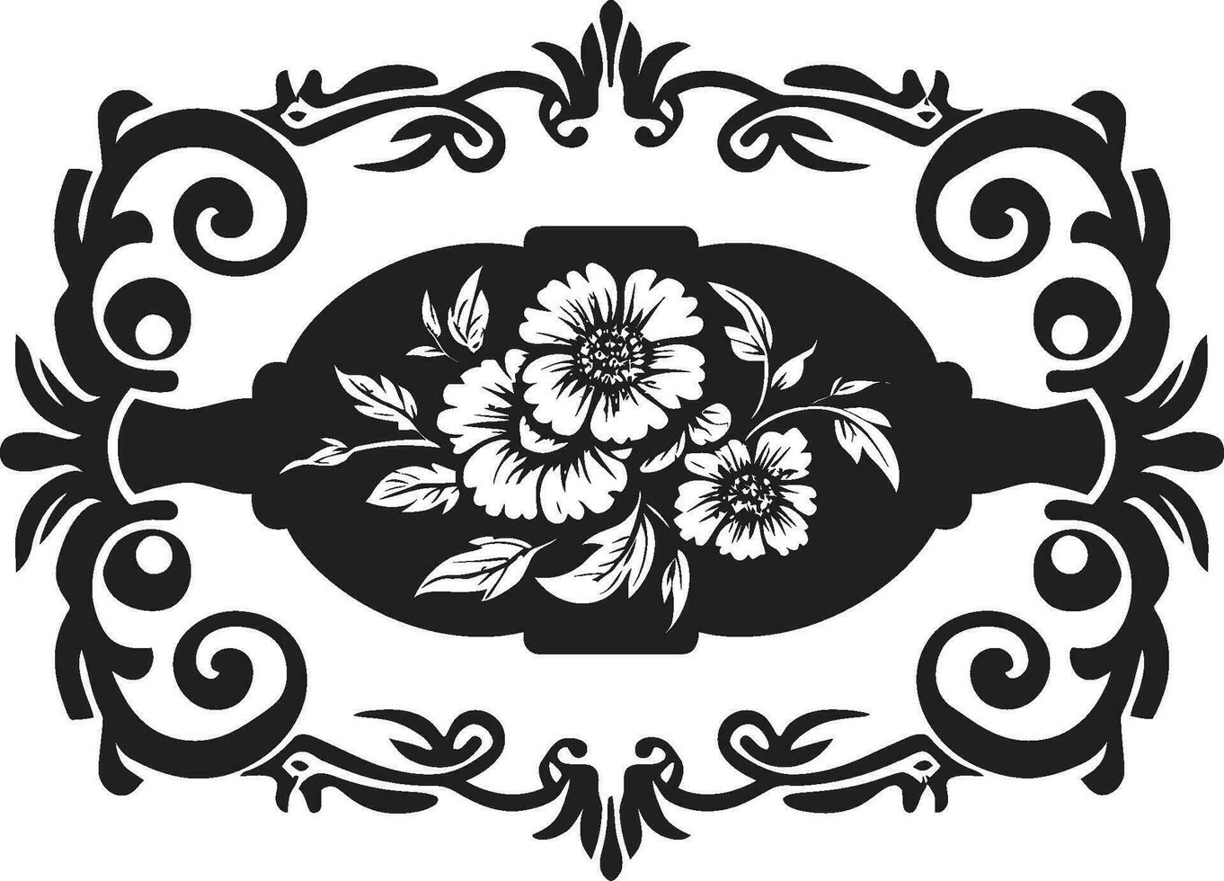 regale abbondanza monocromatico eleganza per elite reali ornato eredità nero decorativo florals con reale fiuto nel vettore