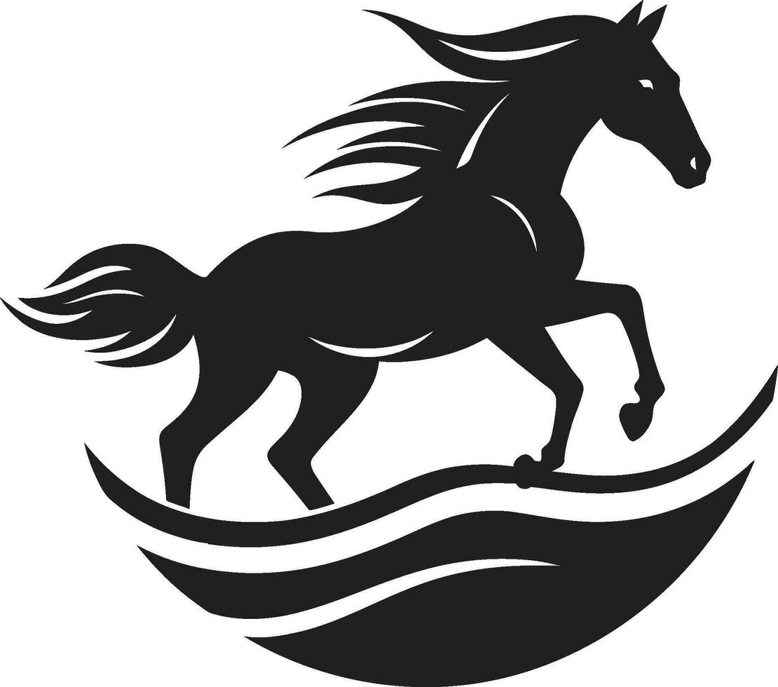 grazia nel movimento nero vettore in mostra il maestoso equino zoccoli di grandezza monocromatico vettore raffigurazione di cavalli maestà