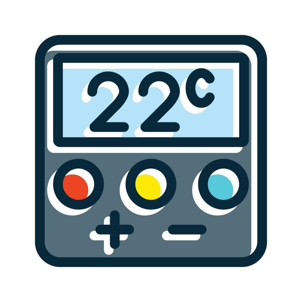 termostato vettore di spessore linea pieno buio colori icone per personale e commerciale uso.