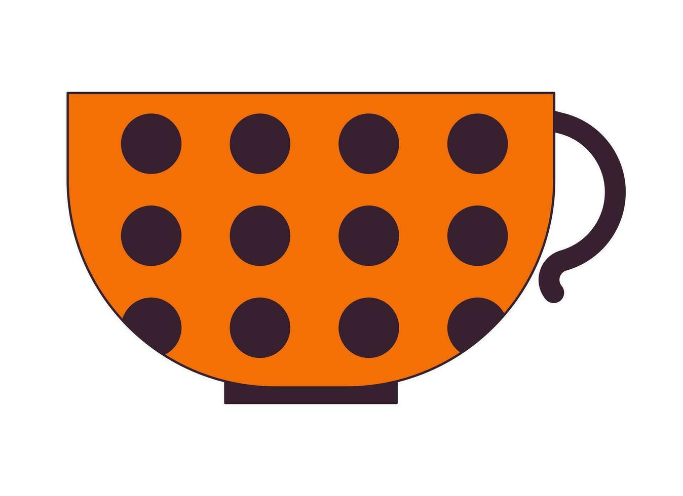 polka punto grande il giro boccale 2d lineare cartone animato oggetto. decorato tazza per caffè e tè isolato linea vettore elemento bianca sfondo. insolito ceramica tazza da tè, cucina stoviglie colore piatto individuare illustrazione