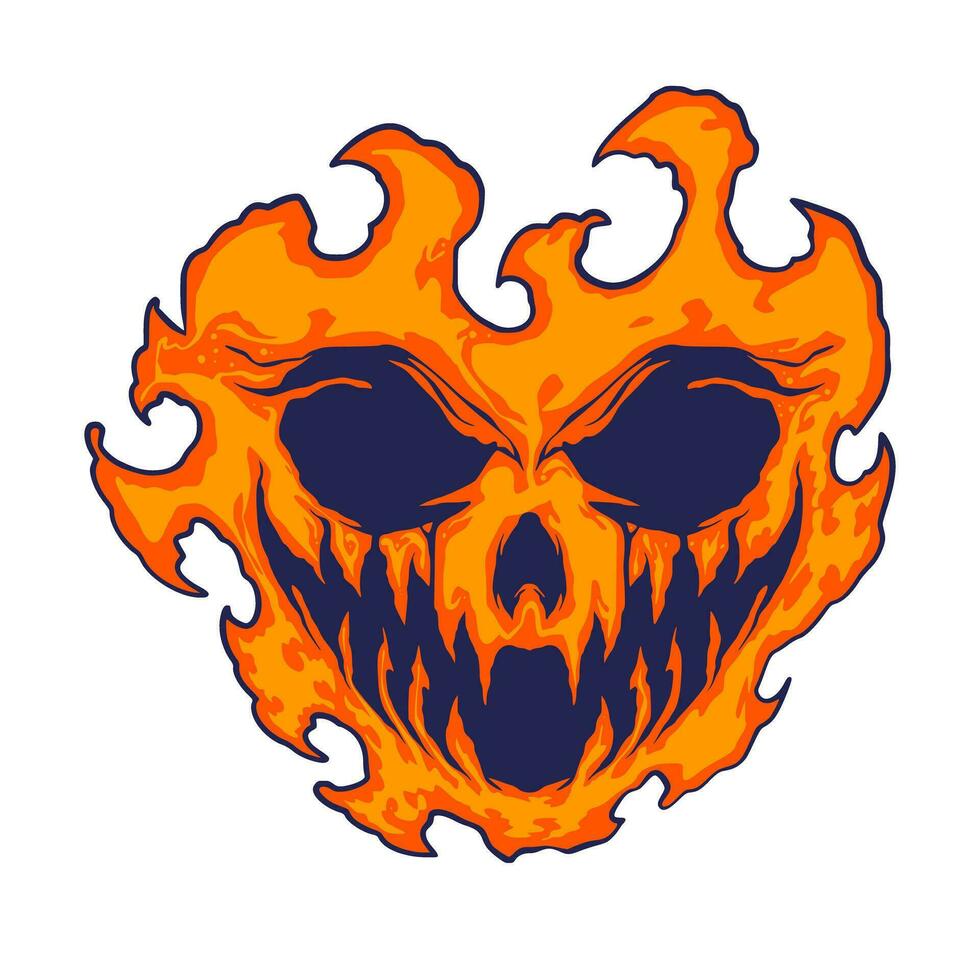 cranio fuoco Halloween illustrazione vettore