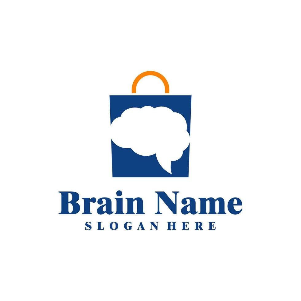 negozio cervello logo design vettore. creativo cervello con Borsa negozio logo concetti modello vettore