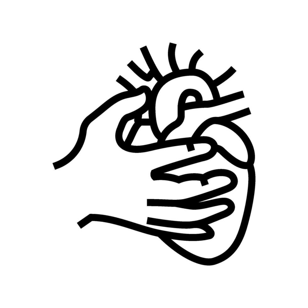 cronico cuore palpitazioni malattia sintomo linea icona vettore illustrazione