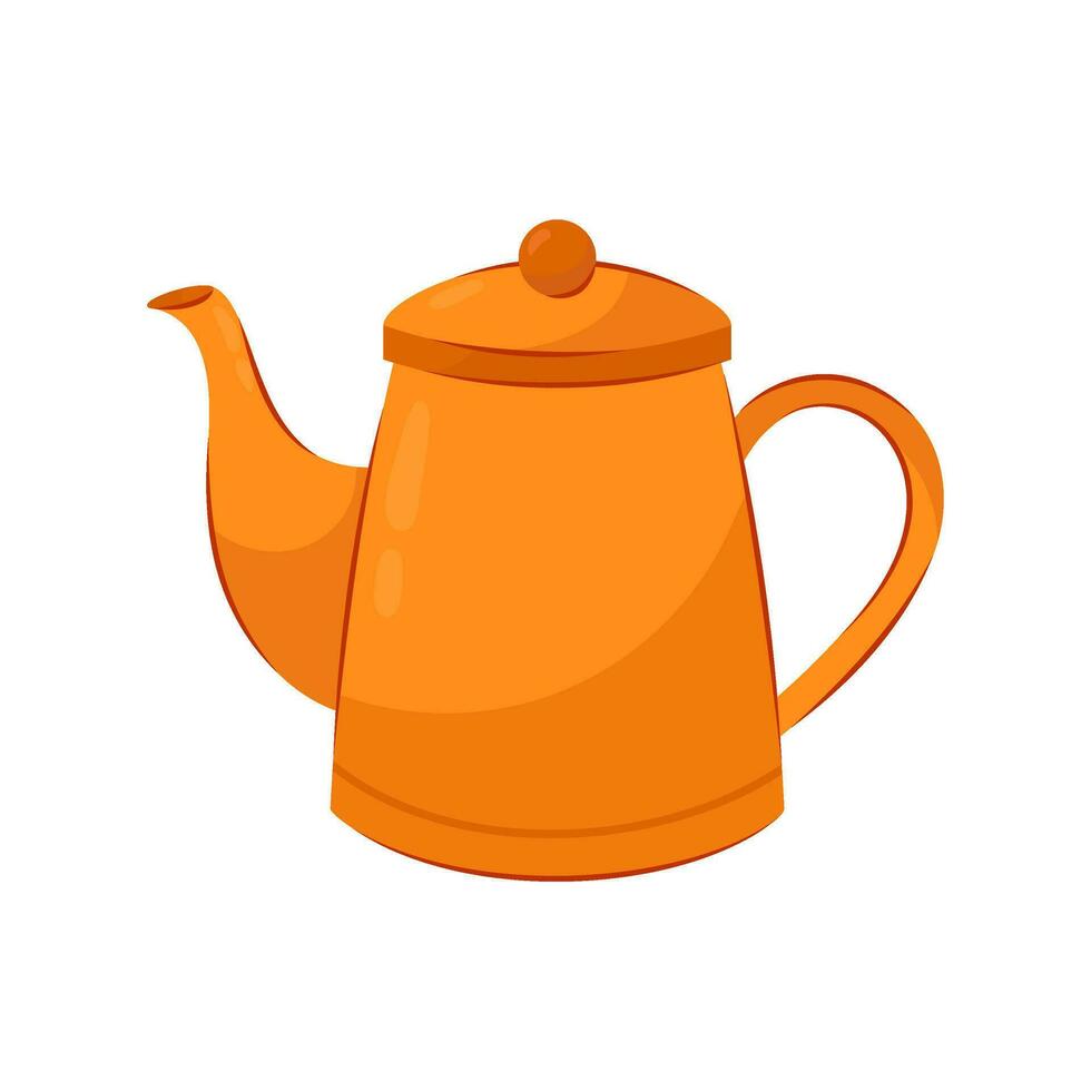 vettore illustrazione di un arancia teiera. teiera nel piatto stile su un' bianca sfondo.