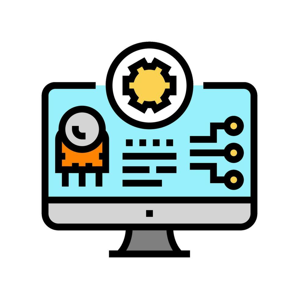 pcb ispezione elettronica colore icona vettore illustrazione