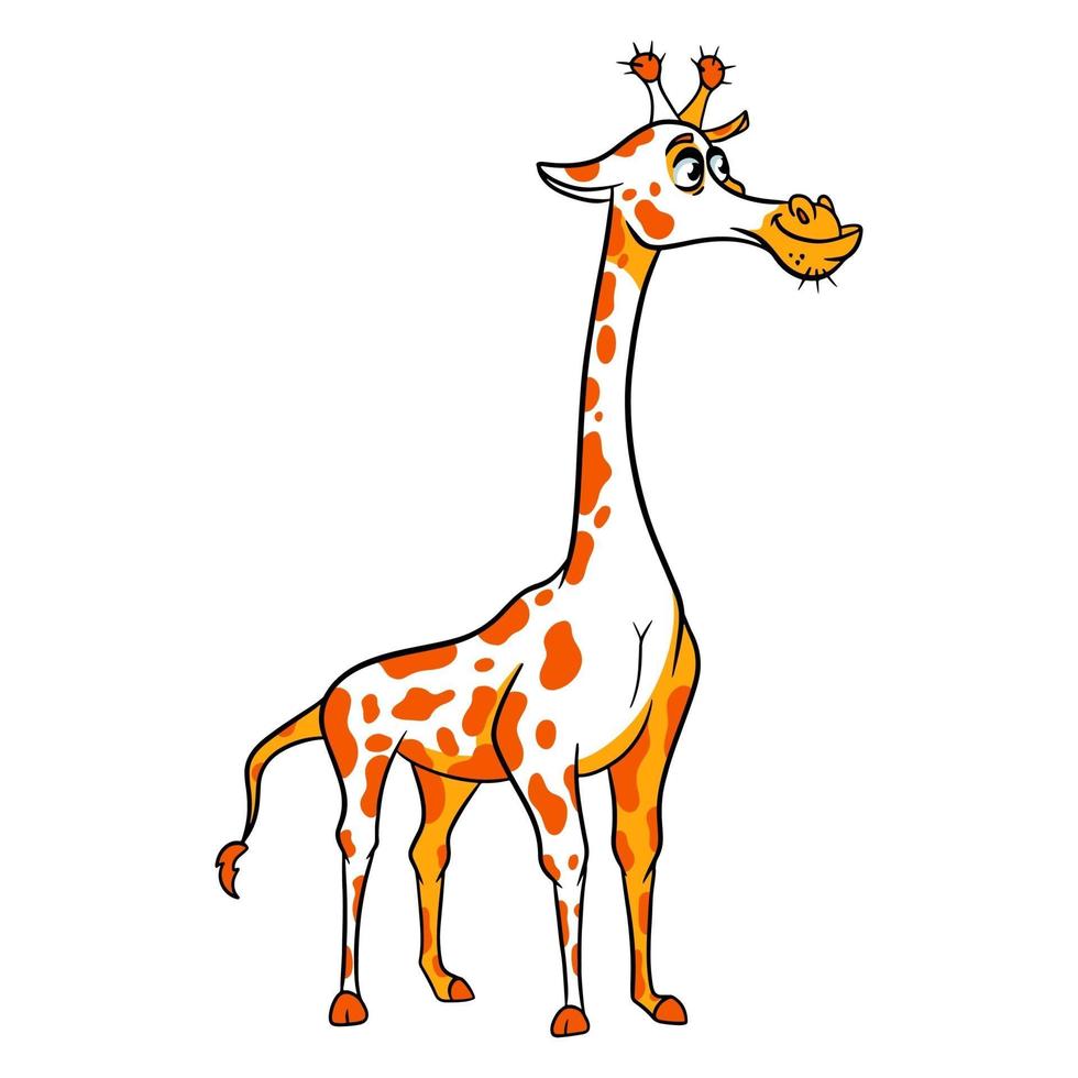 personaggio animale divertente giraffa in stile linea. illustrazione per bambini. vettore