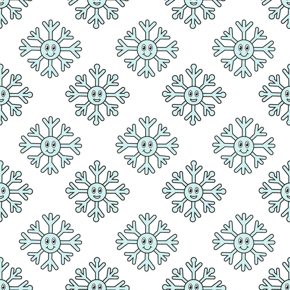 retrò 70s 60s anni 80 hippie Groovy Natale inverno modello con fiocchi di neve. vettore piatto illustrazione.