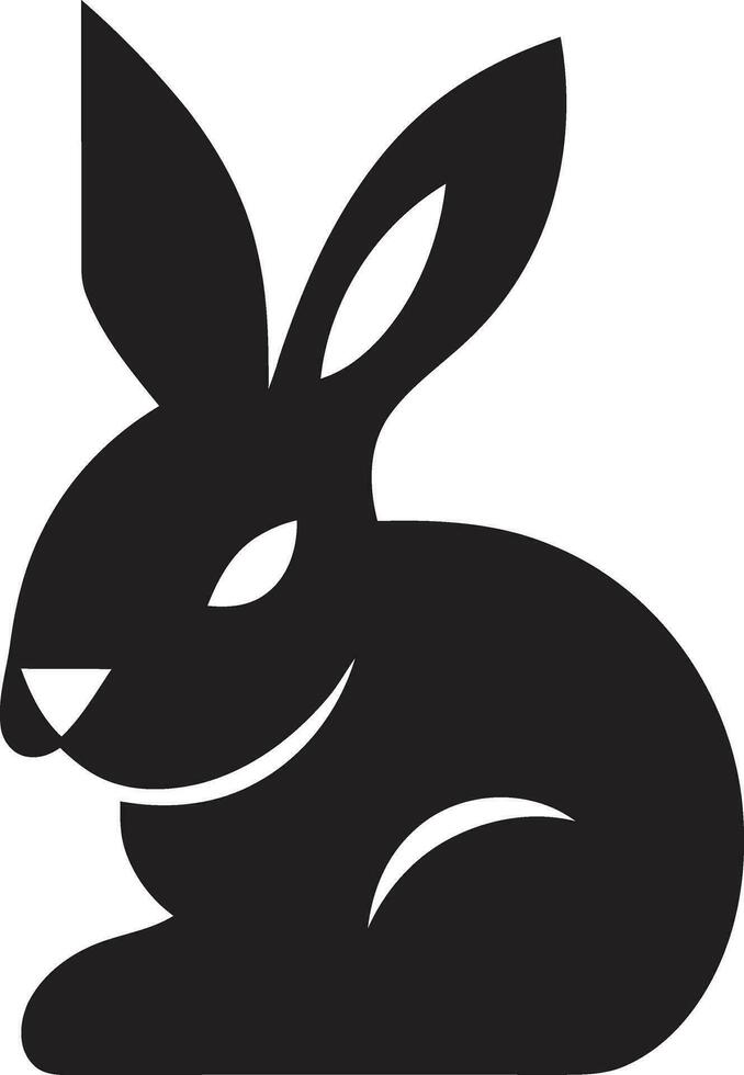 elegante nero lepre icona grazioso coniglietto distintivo di onore vettore