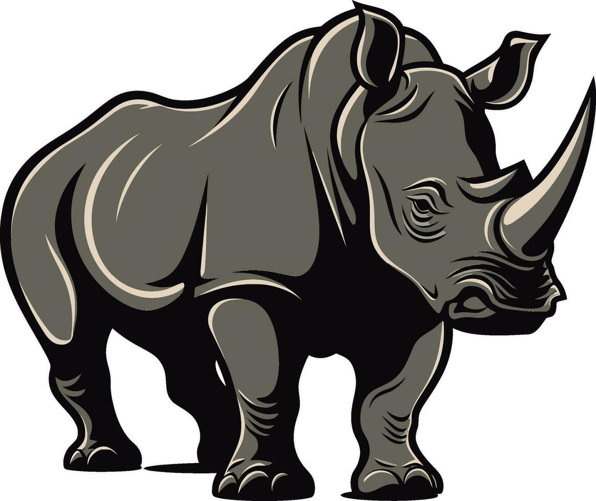 sinfonia di selvaggio suono rinoceronte icone maestoso serenata nel nero elegante serenata nel il notte nero rinoceronte emblema vettore