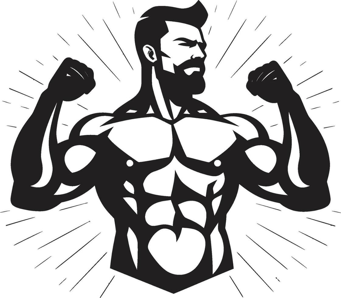 scolpito eccellenza monocromatico bodybuilding abilità artistica nel vettore flessione abilità artistica nero vettore Schermo di muscolare realizzazione