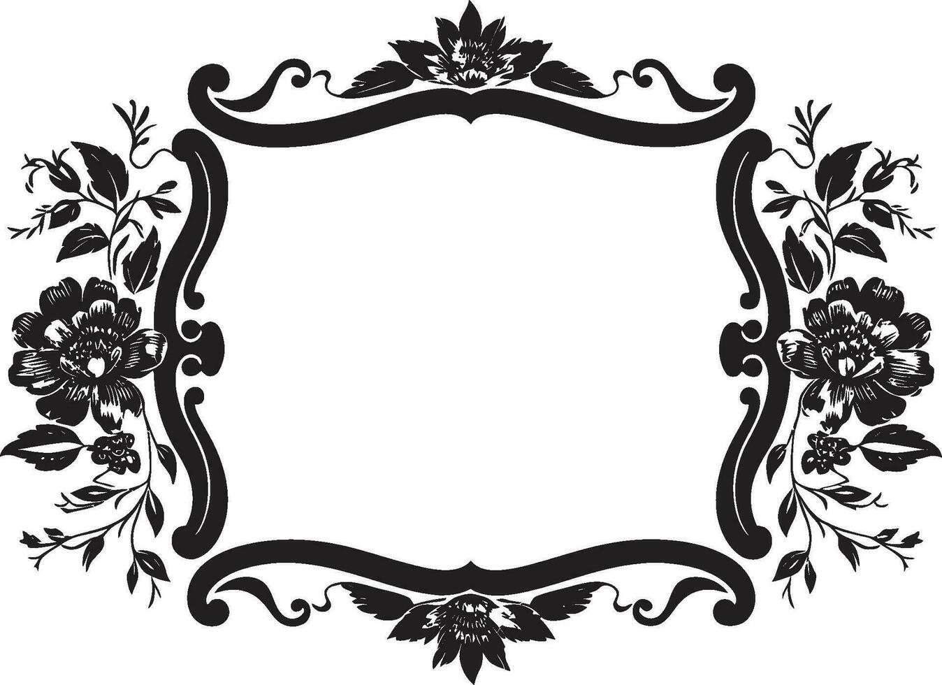 sontuoso abbondanza reale decorativo florals nel nero vettore opulenza nel fioriture monocromatico design con reale fiorire