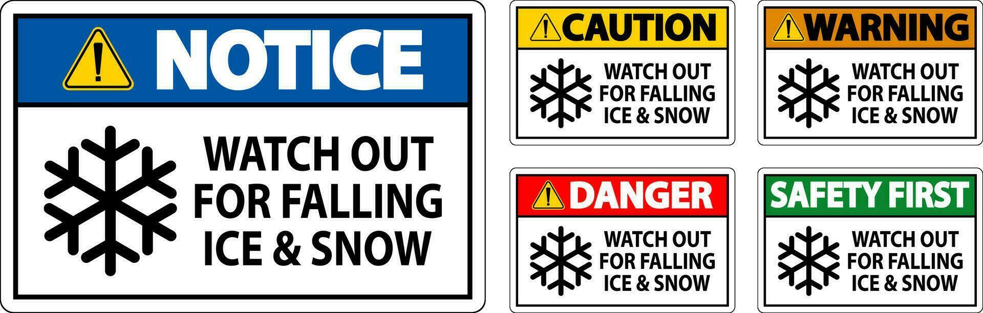 attenzione cartello orologio su per caduta ghiaccio e neve vettore