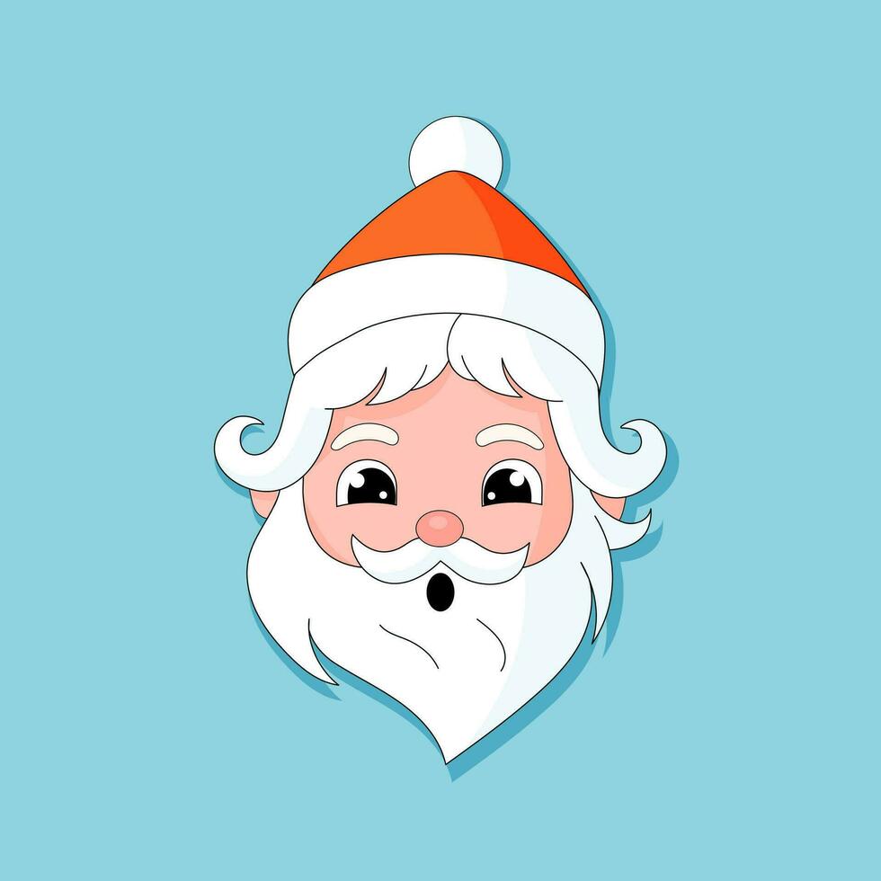 carino Santa Claus viso icona, Vintage ▾ Santa testa, hippie Natale carattere. vettore