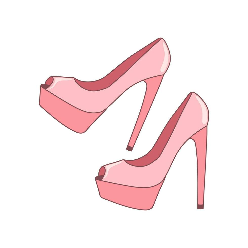 Da donna rosa alto tacco scarpe nel retrò stile. capi di abbigliamento e Accessori. illustrazione. vettore