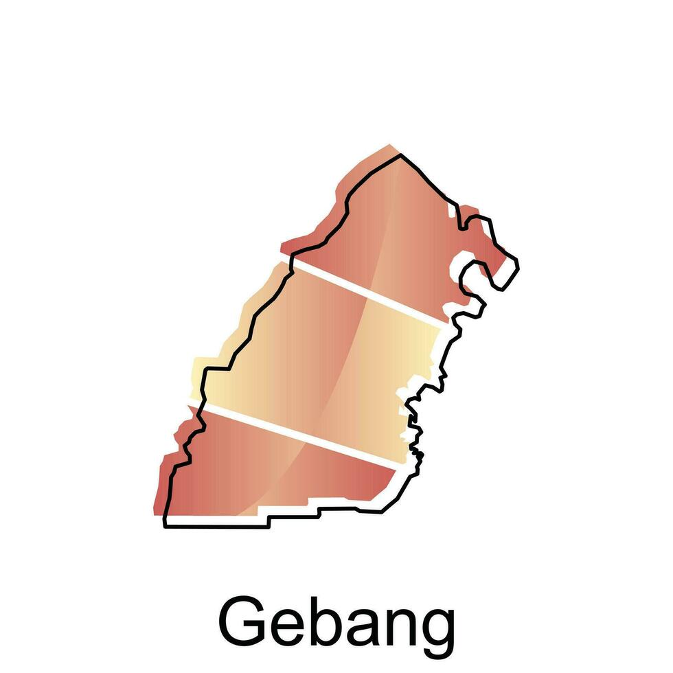 carta geografica città di gebang Provincia di nord sumatra vettore design. astratto, disegni concetto, logo design modello