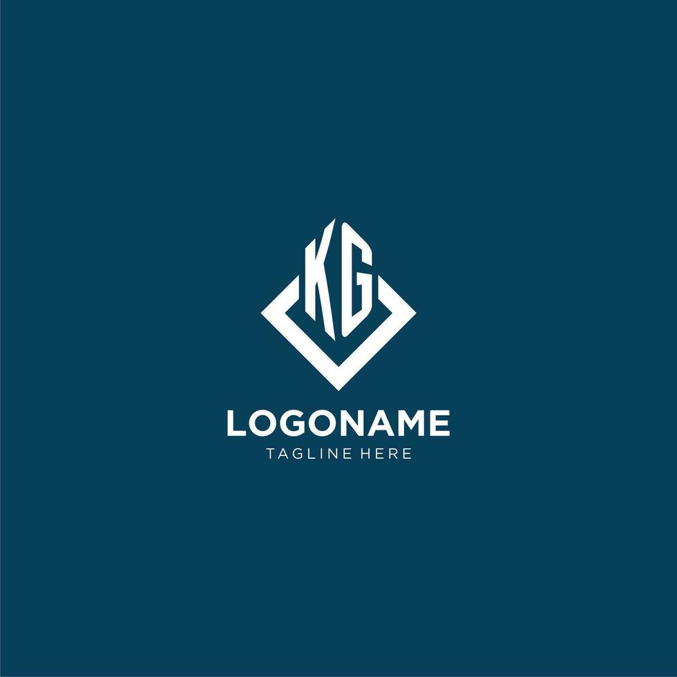 iniziale kg logo piazza rombo con linee, moderno e elegante logo design vettore