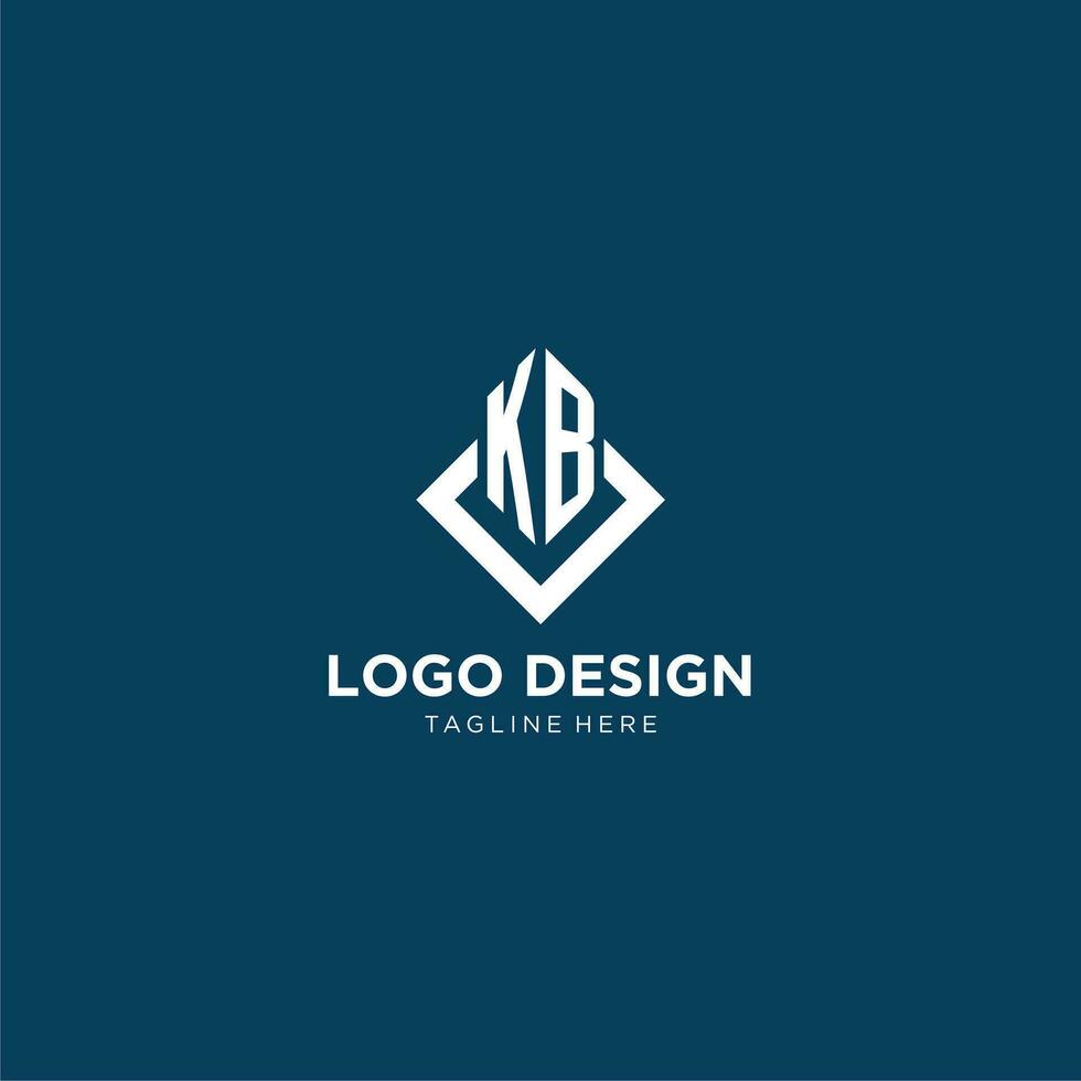 iniziale kb logo piazza rombo con linee, moderno e elegante logo design vettore