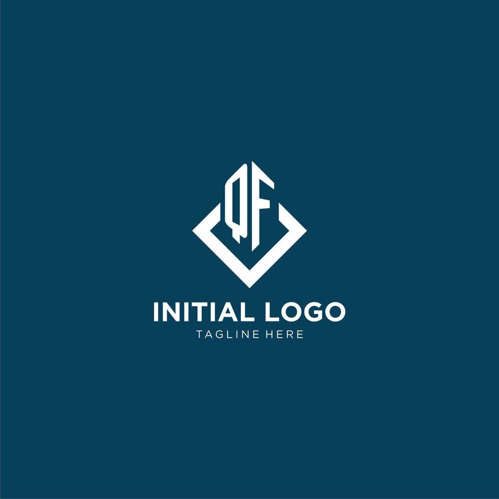 iniziale qf logo piazza rombo con linee, moderno e elegante logo design vettore