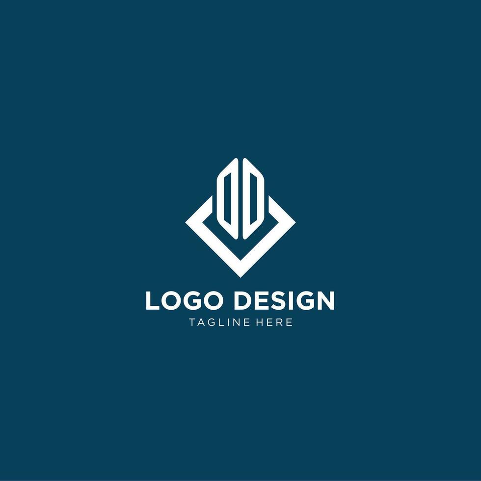 iniziale oo logo piazza rombo con linee, moderno e elegante logo design vettore