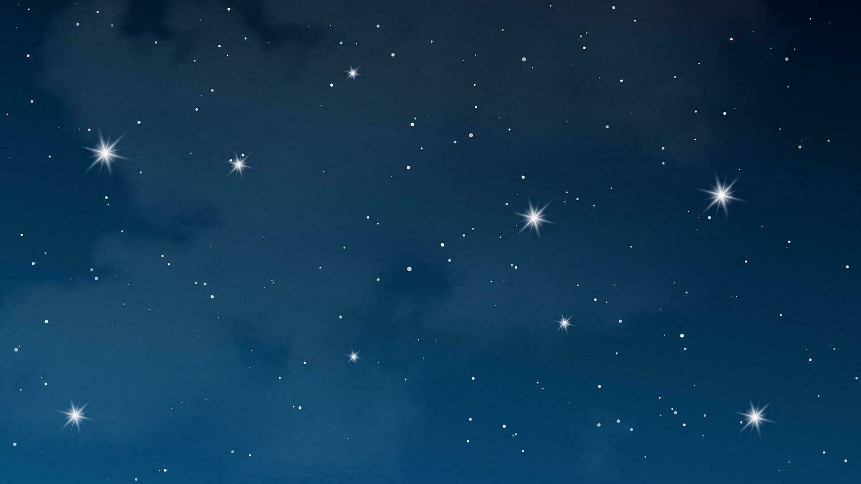 notte cielo con nuvole e molti stelle. astratto natura sfondo con polvere di stelle nel in profondità universo. vettore illustrazione.