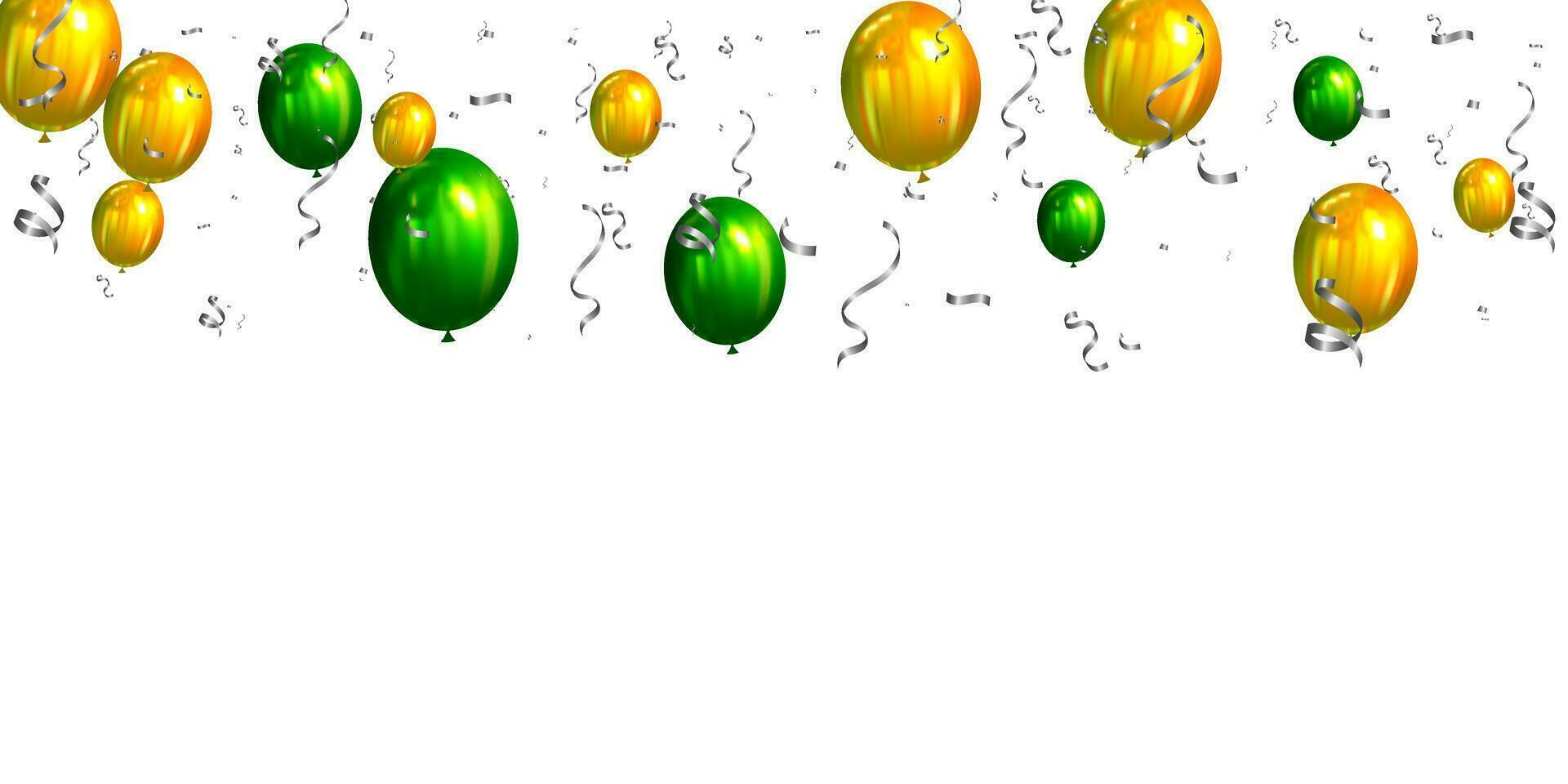 verde e giallo palloncini con coriandoli su bianca sfondo. vettore illustrazione.