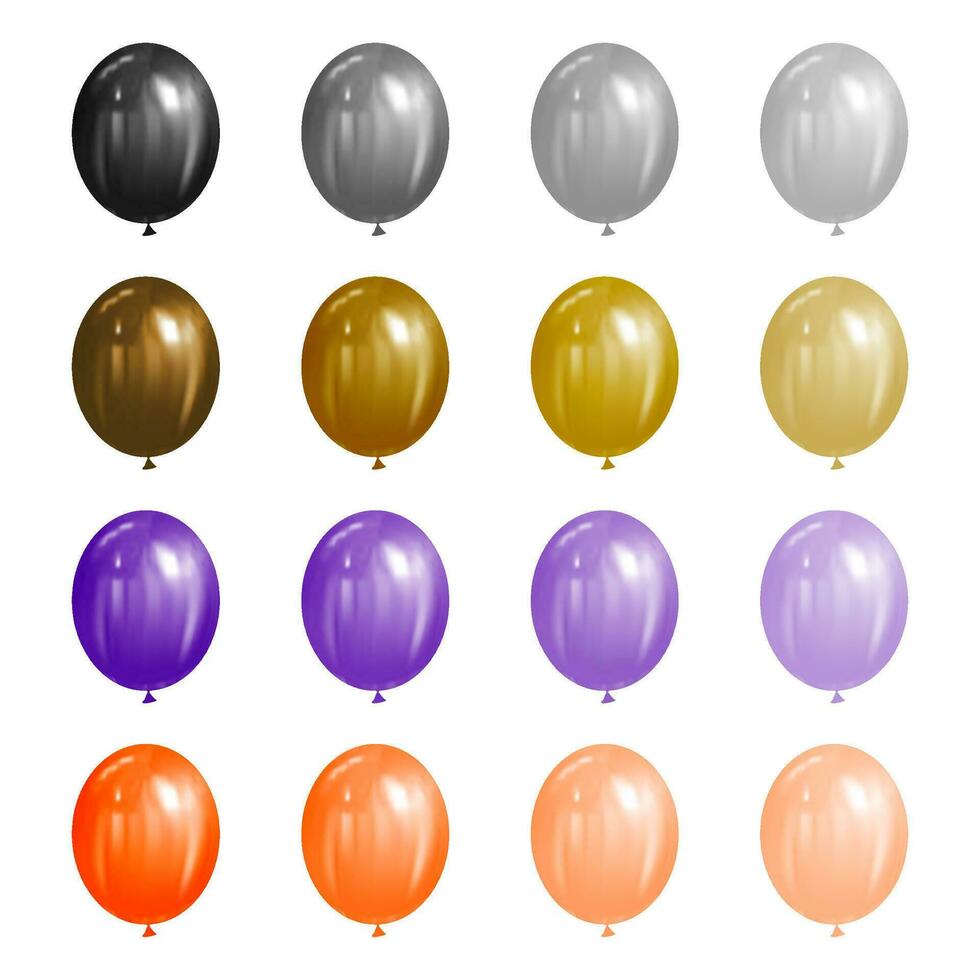 impostato di colorato palloncini isolato. realistico vettore illustrazione per festa Halloween