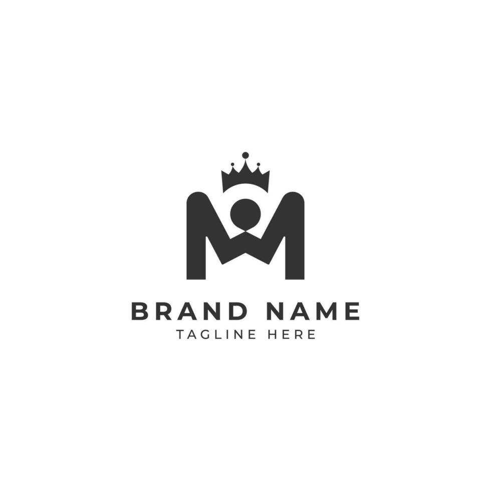 m logo design e nagativo spazio o con corona icona e uomo icona capi di abbigliamento marca logo vettore