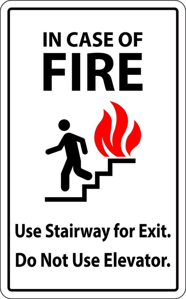 nel Astuccio di fuoco cartello nel Astuccio di fuoco, uso scala per Uscita, fare non uso ascensore vettore