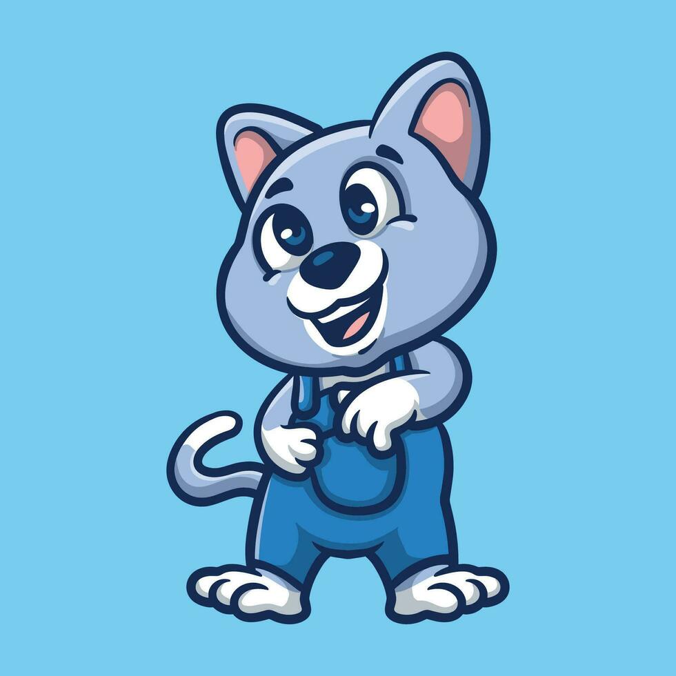 contento gatto cartone animato illustrazione vettore