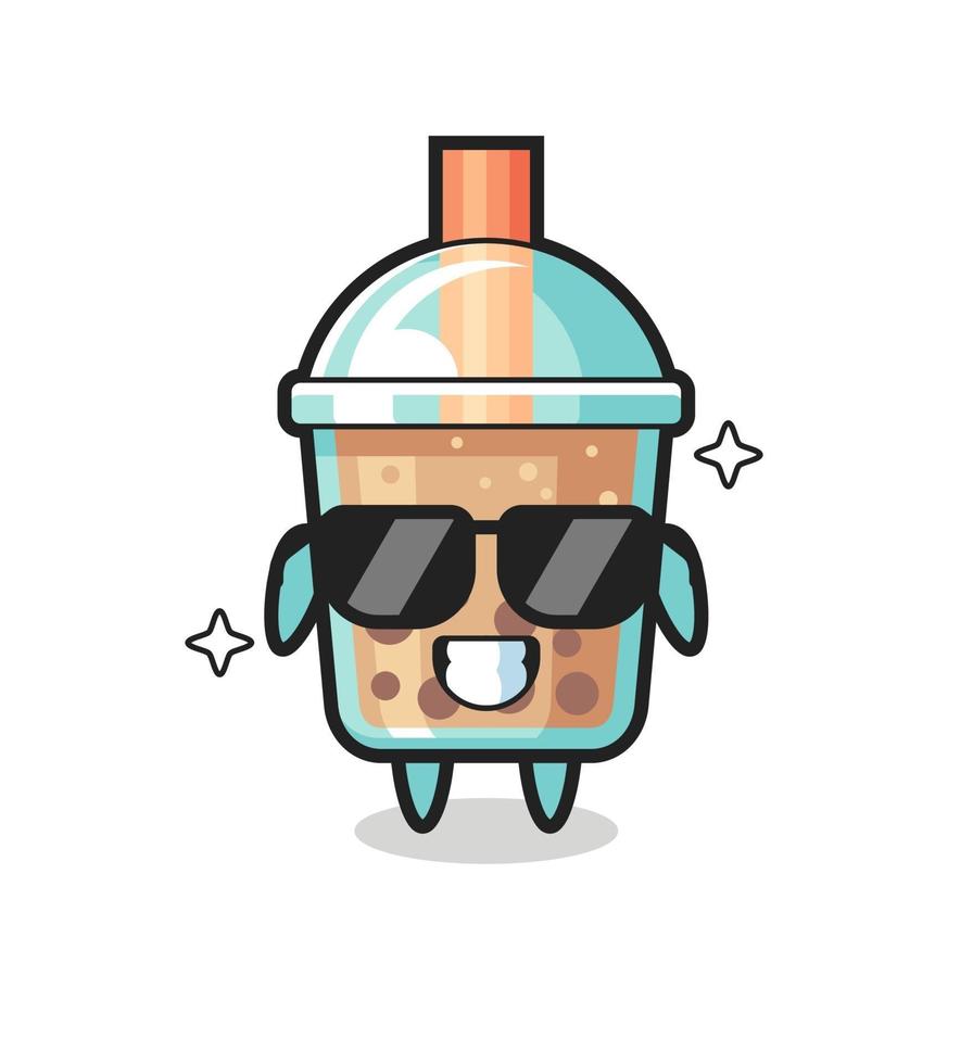 mascotte dei cartoni animati di bubble tea con gesto cool vettore