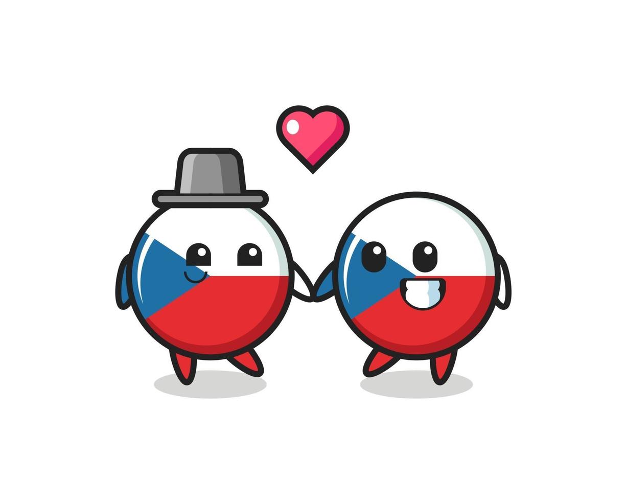 coppia di personaggi dei cartoni animati distintivo bandiera ceca con gesto di innamoramento vettore