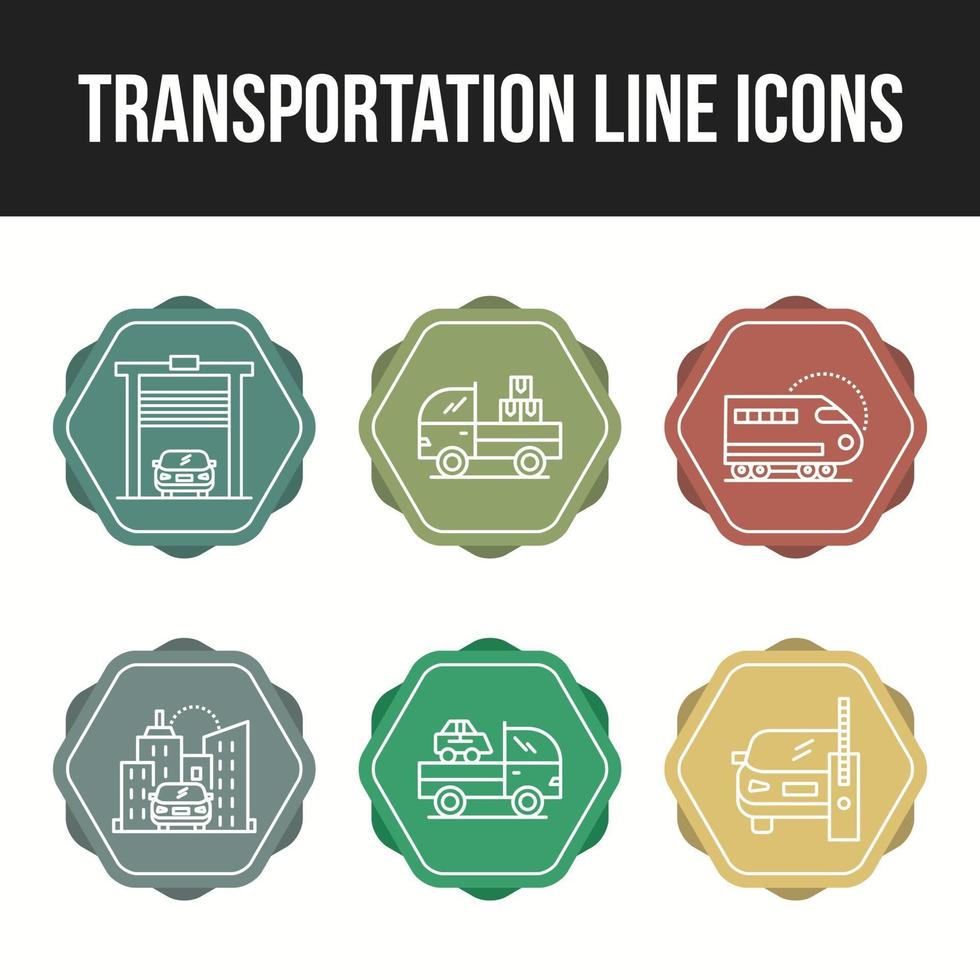set di icone dell'icona della linea di trasporto unica vettore