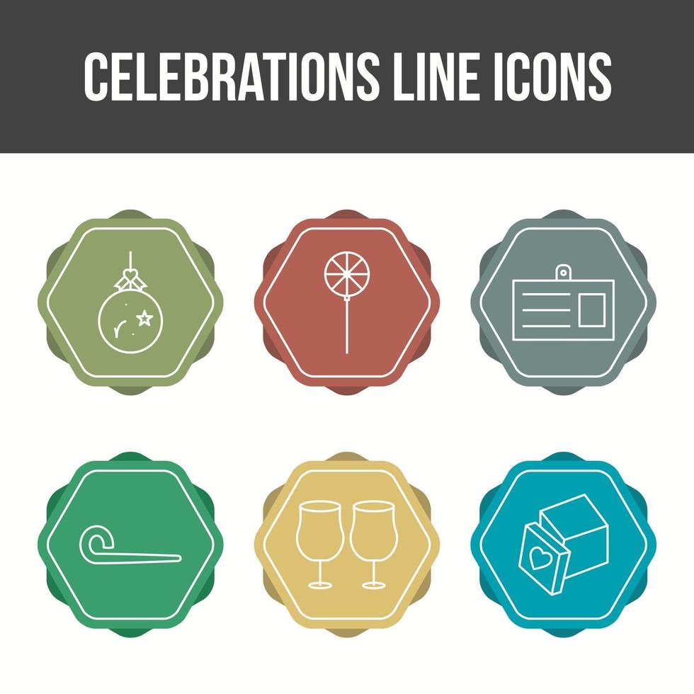 set di icone vettoriali linea celebrazione unica unique