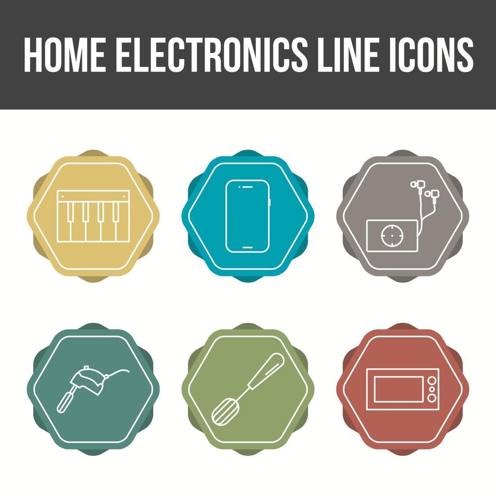 set unico di icone della linea di elettronica domestica vettore
