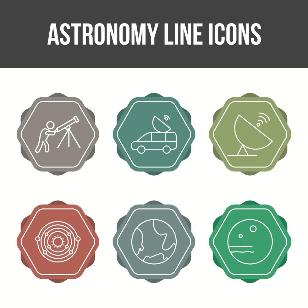 set di icone vettoriali linea di astronomia unica