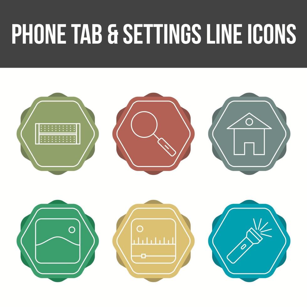 scheda telefono e set di icone vettoriali impostazioni settings