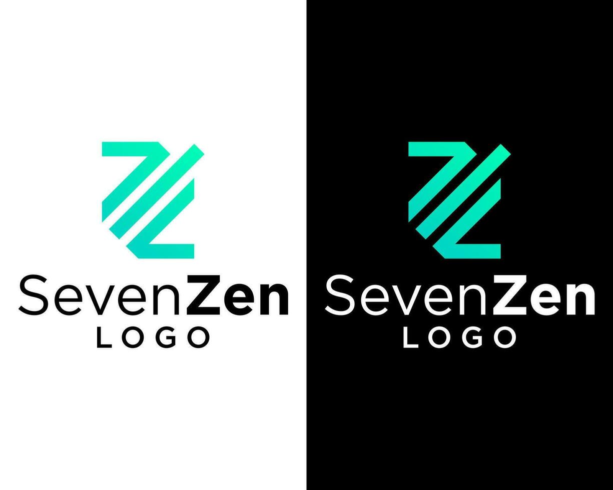 numero 7 lettera z monogramma semplice linea geometrico logo design. vettore