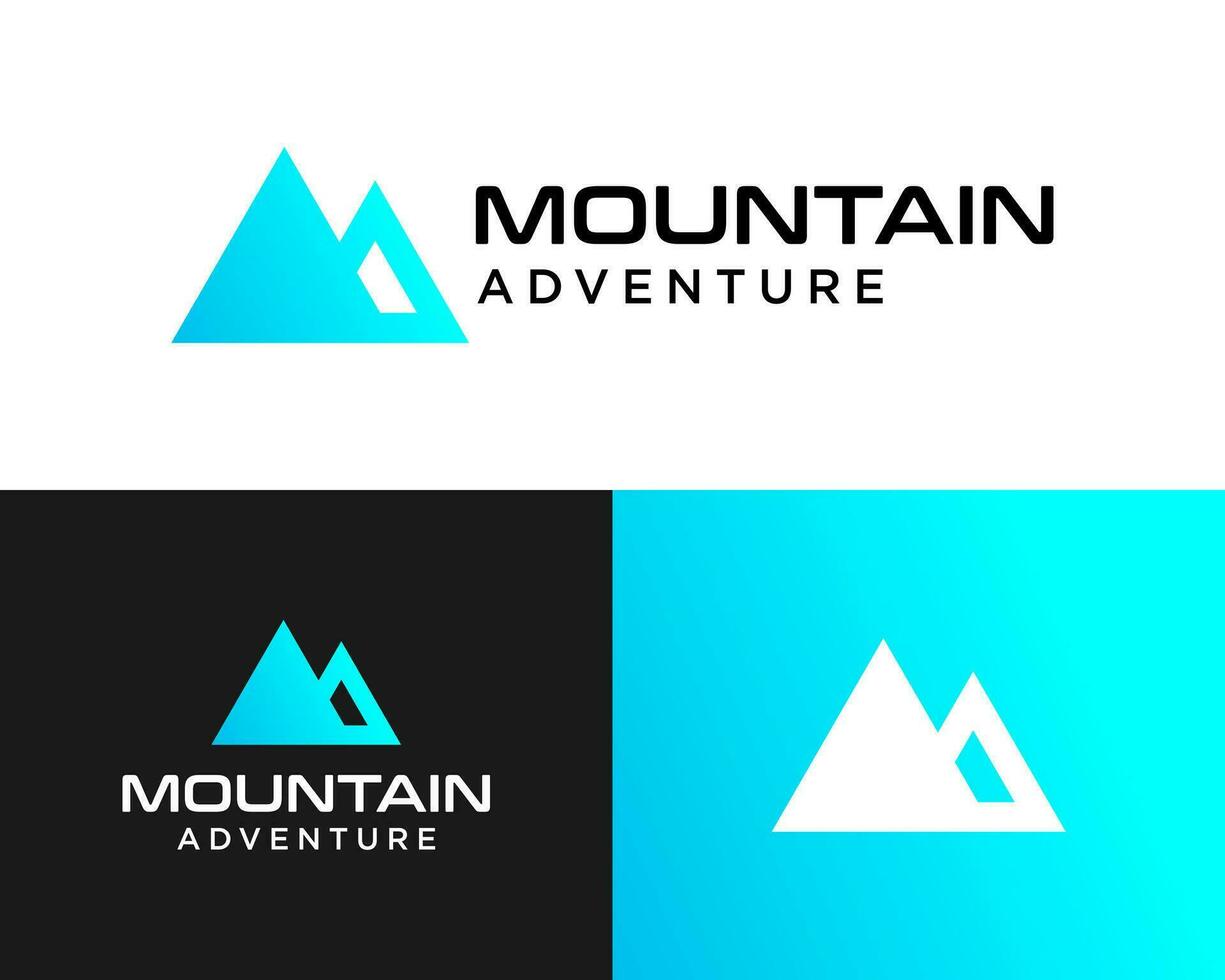 montagna avventura sport arrampicata escursioni a piedi viaggio logo design. vettore