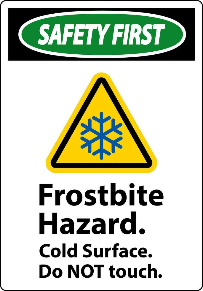 sicurezza primo cartello congelamento rischio, fare non toccare freddo superficie vettore