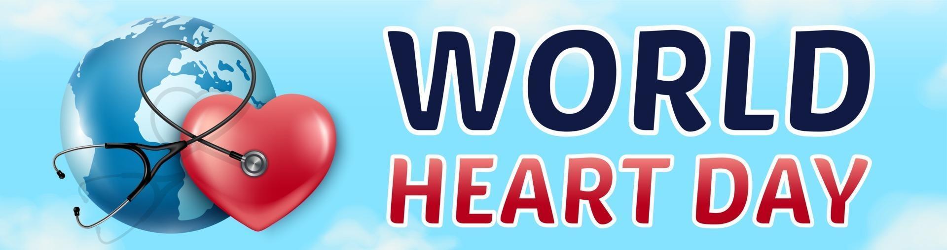 banner giornata mondiale del cuore 29 settembre vettore