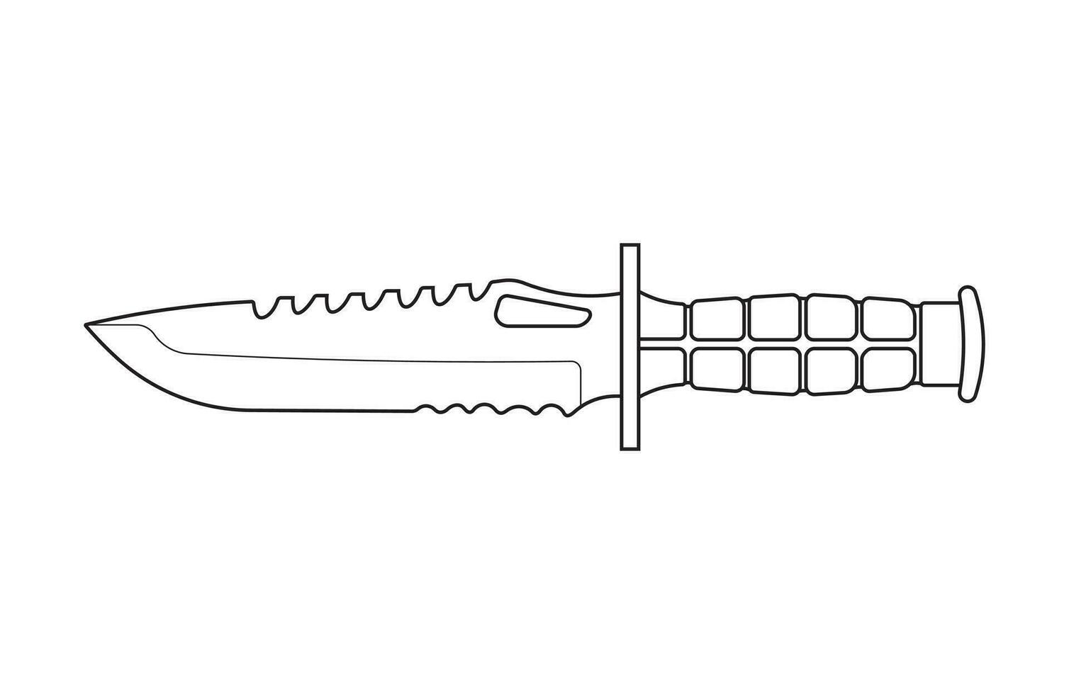 mano disegnato bambini disegno cartone animato vettore illustrazione tattico sopravvivenza coltello isolato nel scarabocchio stile