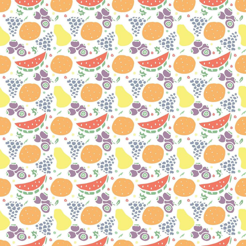 modello di frutta senza soluzione di continuità. sfondo di doodle con icone di frutta. sfondo di frutta vettore