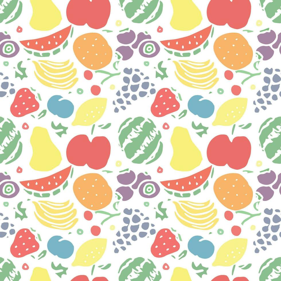 modello di frutta senza soluzione di continuità. sfondo di doodle con icone di frutta. sfondo di frutta vettore