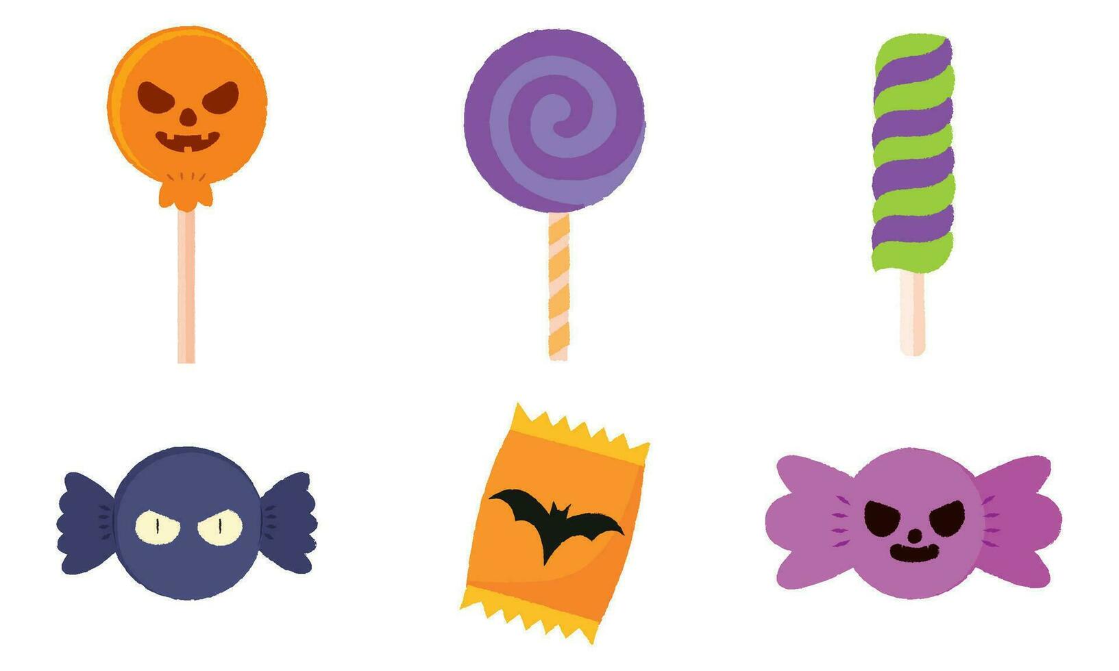 impostato di carino Halloween caramelle icone vettore illustrazione