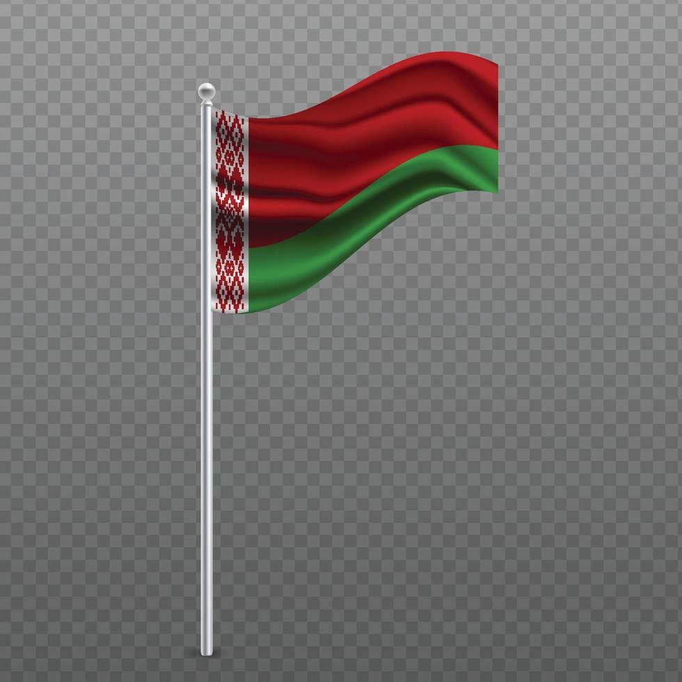 Bielorussia sventola bandiera sul palo metallico. vettore